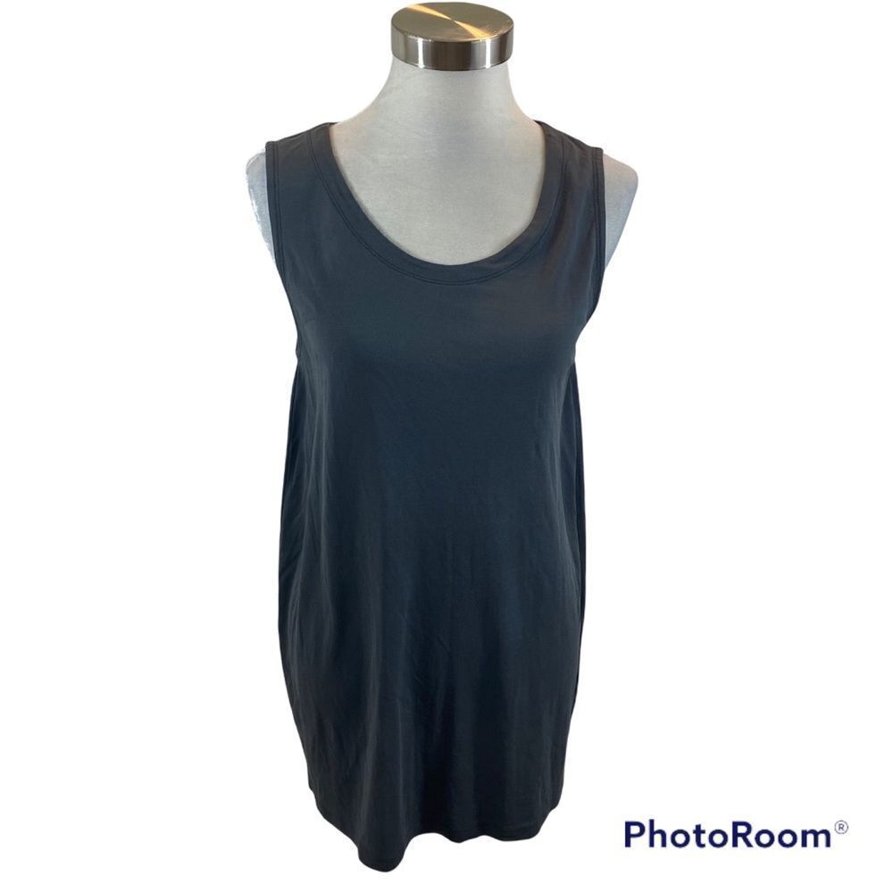 Eileen Fisher Grey Sleeveless Silk Tunic Top Size Medium Petite - Picture 5 of 11